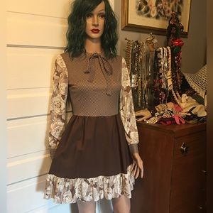 Vintage 70s Dress Western Prairie Rodeo Pin-up EUC sz 4 - see description